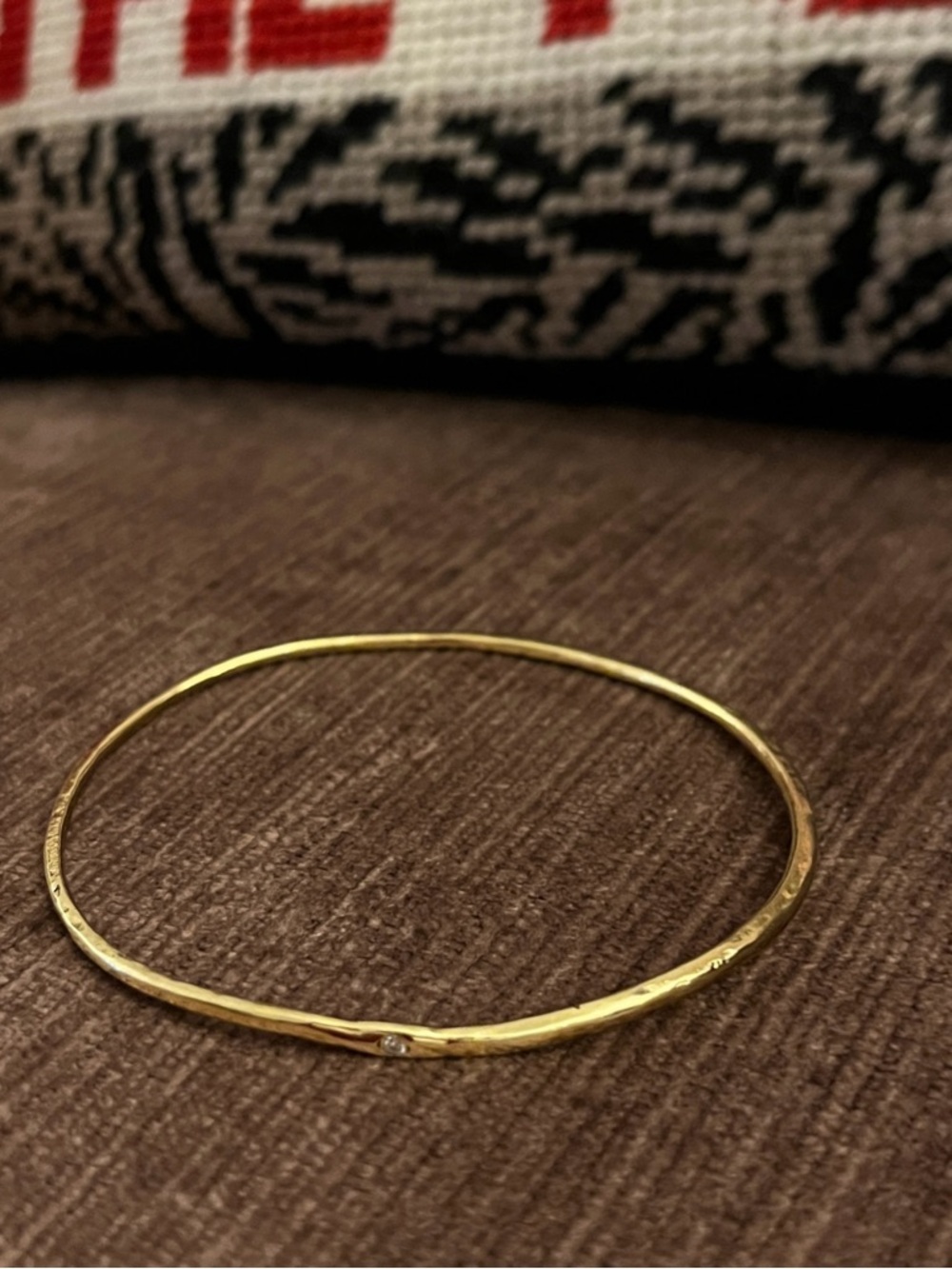 (Bangle 2 of 2)—Jennifer Meyer Hammered Bangle with Diamond